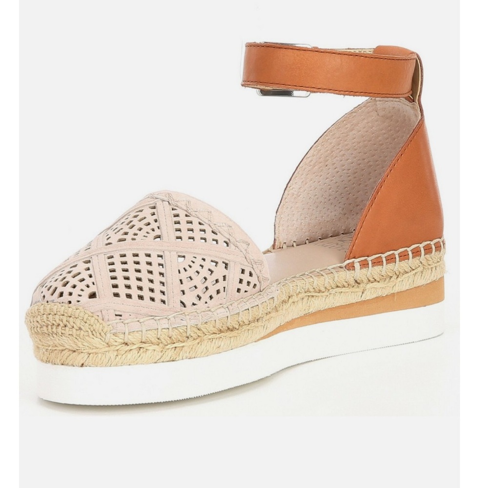 Vince Camuto Tan and Cream Espadrille Flats